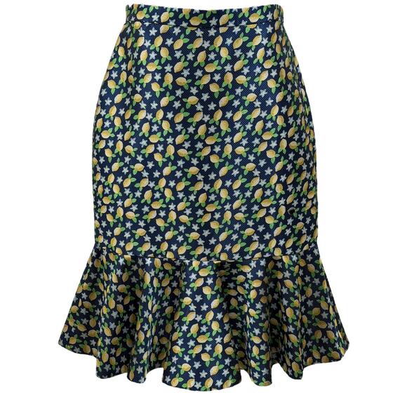 NWT J.Crew Jacquard Lemon Print Trumpet Skirt - Picture 1 of 5